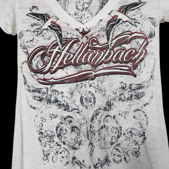 Hellanbach Graphic Burnout T Shirt Womens Medium - Picture 3 of 6
